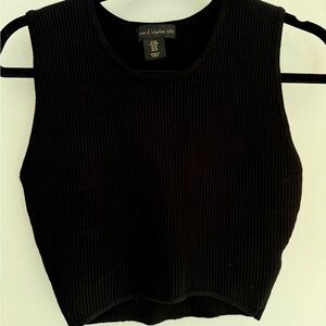 House of Harlow 1960 Black Ribbed Cropped Tank